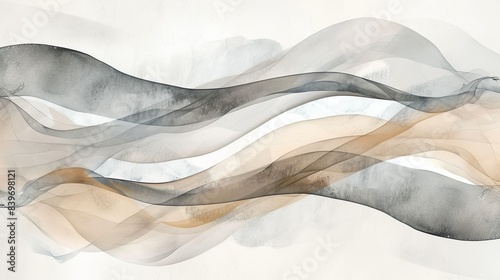 Abstract waves watercolor background. Pastel aesthetic watercolor texture.