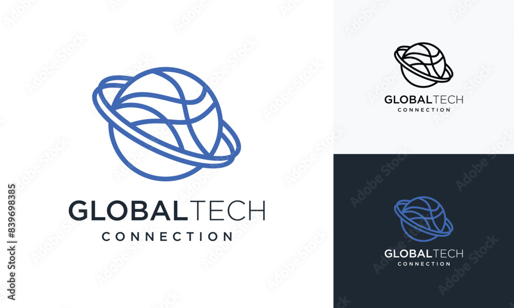 © sang - Global technology vector logo icon template with connection concept