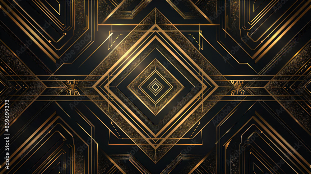 Art deco background with golden lines and geometric patterns, in the style of the Great Gatsby, vector illustration design for a web banner template Art deco background with golden lines and geometric patterns, in the style of the Great Gatsby, vector illustration design for a web banner template
