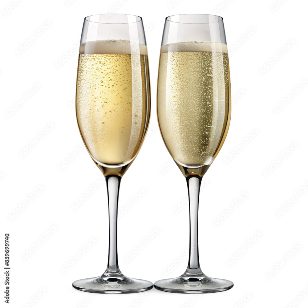 Two Elegant Champagne Flutes Filled with Sparkling Wine, cut out isolated PNG transparent Two Elegant Champagne Flutes Filled with Sparkling Wine, cut out isolated PNG transparent