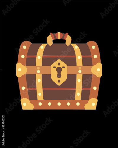 golden jewel encrusted lock box huge key hole hidden mystery secret special private pirate golden fortune treasure chest design resizable vector transparent background single icon