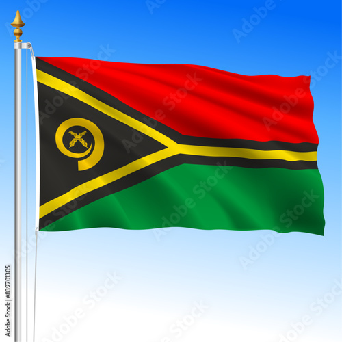 Vanuatu official national waving flag, oceania, vector illustration