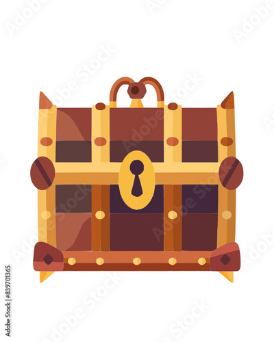 brown mahogany wooden hidden mystery secret special private pirate golden fortune treasure chest illustration design 