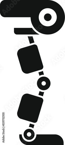 Modern futuristic artificial limb technology for prosthetic leg replacement and mobility support in healthcare and rehabilitation. Illustration of bionic robotic prosthesis