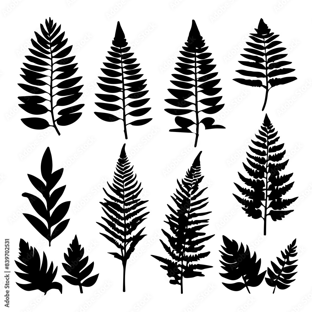 set of silhouettes of leafs, Vector style design , flat set of silhouettes of leafs, Vector style design , flat