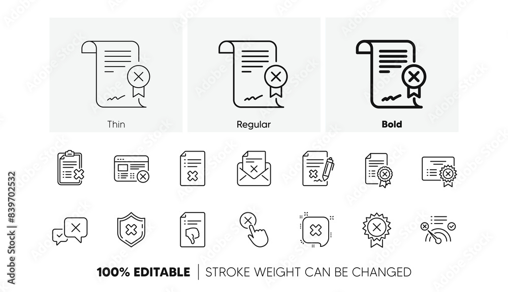 Decline, Cancel and Dislike. Reject line icons. Disapprove linear icon set. Line icons set. Vector Decline, Cancel and Dislike. Reject line icons. Disapprove linear icon set. Line icons set. Vector