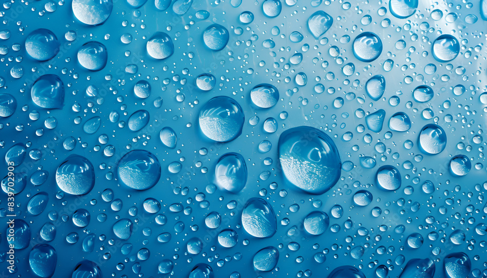 water drops on blue plastic texture background water drops on blue plastic texture background