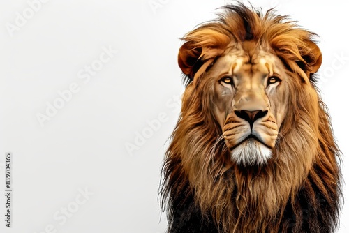 Close up portrait of a majestic lion with a mane  showcasing the regal and powerful presence of the king of the jungle