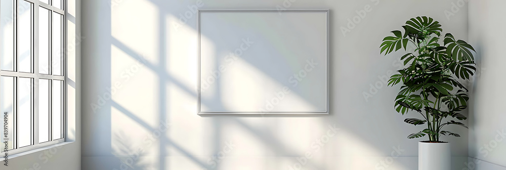 Obraz premium an empty vertical frame mockup on the wall