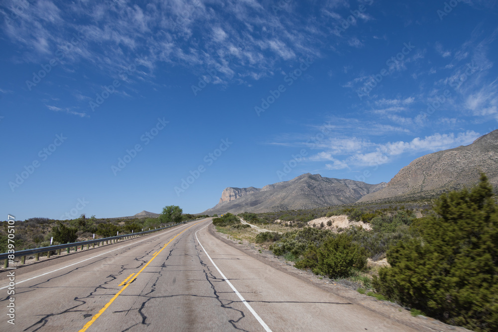 Highway through Guadalupe Mountains National Park, Texas Highway through Guadalupe Mountains National Park, Texas