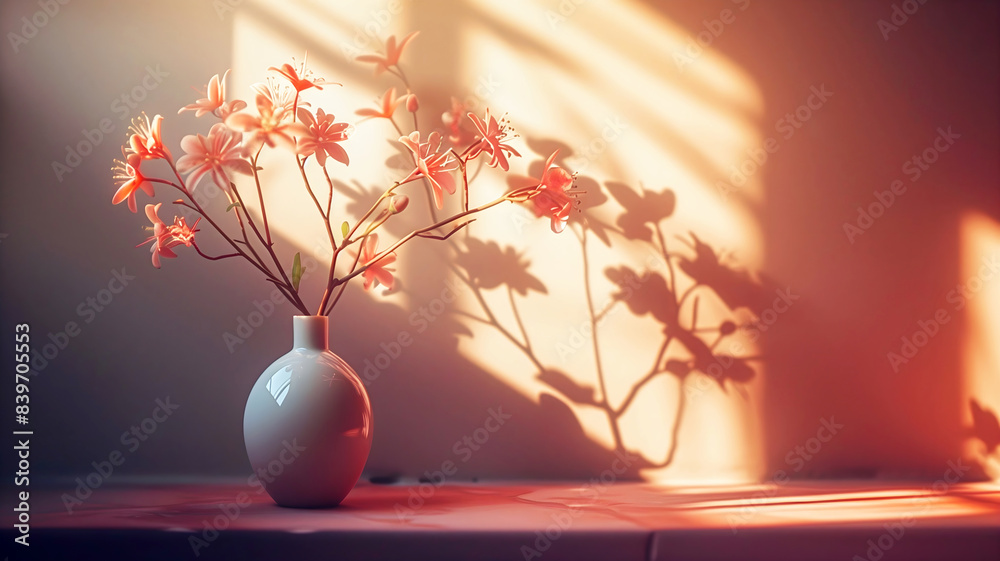 House plant on blank wall background, aesthetic banner with copy space text, wall mock up, template