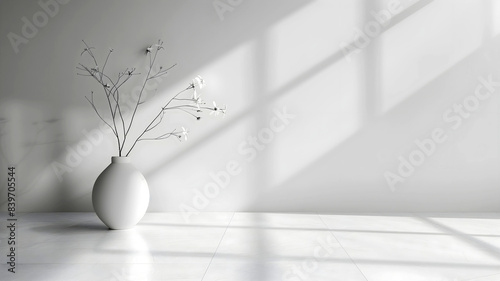 Obraz na płótnie House plant on blank wall background, aesthetic banner with copy space text, wall mock up, template w salonie