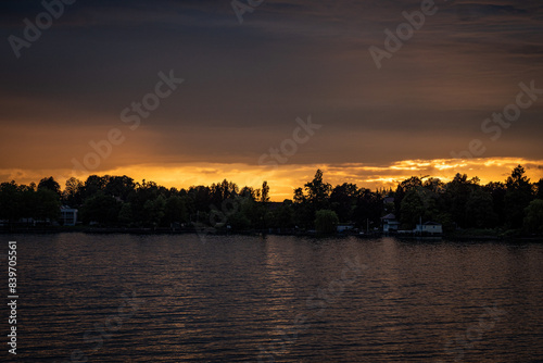 sunset over the lake