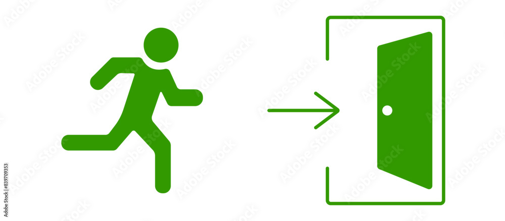 Emergency fire exit sign vector design.
Emergency fire exit sign vector design.
