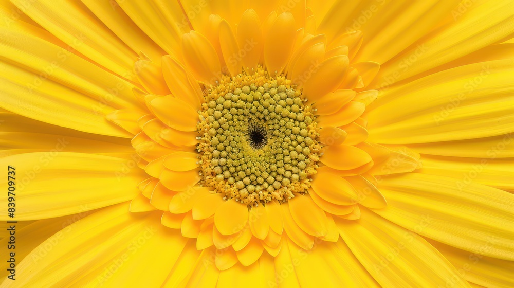 A detailed macro photograph showcasing the bright yellow petals and intricate details of a sunflower's center A detailed macro photograph showcasing the bright yellow petals and intricate details of a sunflower's center