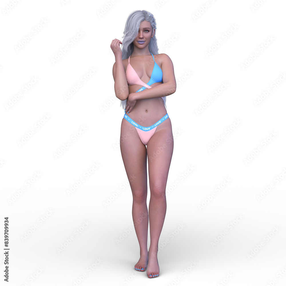 Fototapeta premium ビキニ姿の女性 3DCGレンダリング