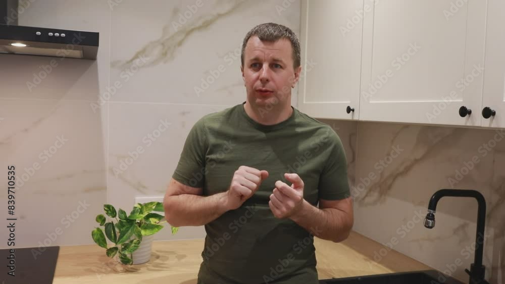 Man Standing in Kitchen Next to Plant Man Standing in Kitchen Next to Plant
