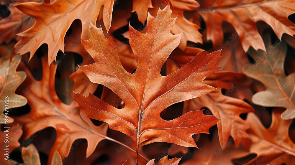 A detailed image featuring the intricate patterns and vibrant orange colors of autumn leaves with a shallow depth of field A detailed image featuring the intricate patterns and vibrant orange colors of autumn leaves with a shallow depth of field