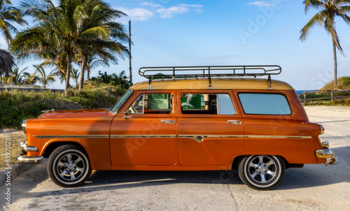 Classic Cuban Beach Car  Playa Mar Azul  Cuba