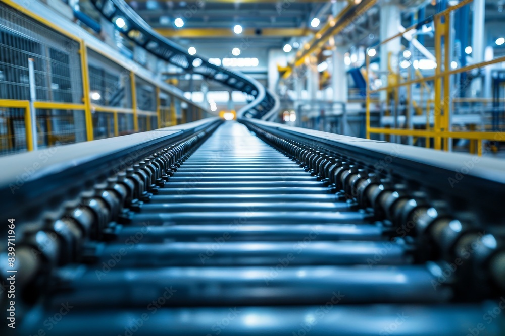 Fototapeta premium Conveyor belt in a factory or warehouse