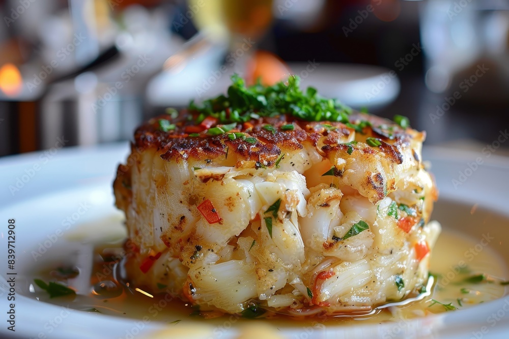 Crab cake with large chunks of crab meat Crab cake with large chunks of crab meat