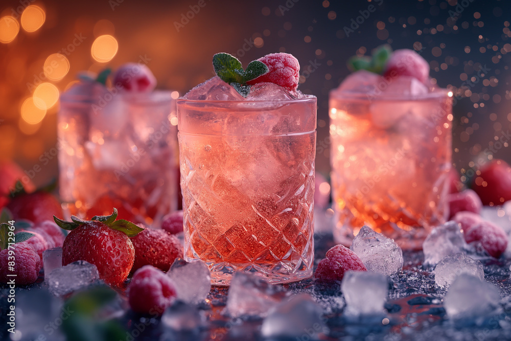 Refreshing Raspberry Cocktails with Ice Refreshing Raspberry Cocktails with Ice
