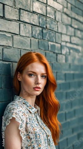 Stunning portrait of a beautiful redhead female influencer and model with gorgeous fierce red hair © The A.I Studio