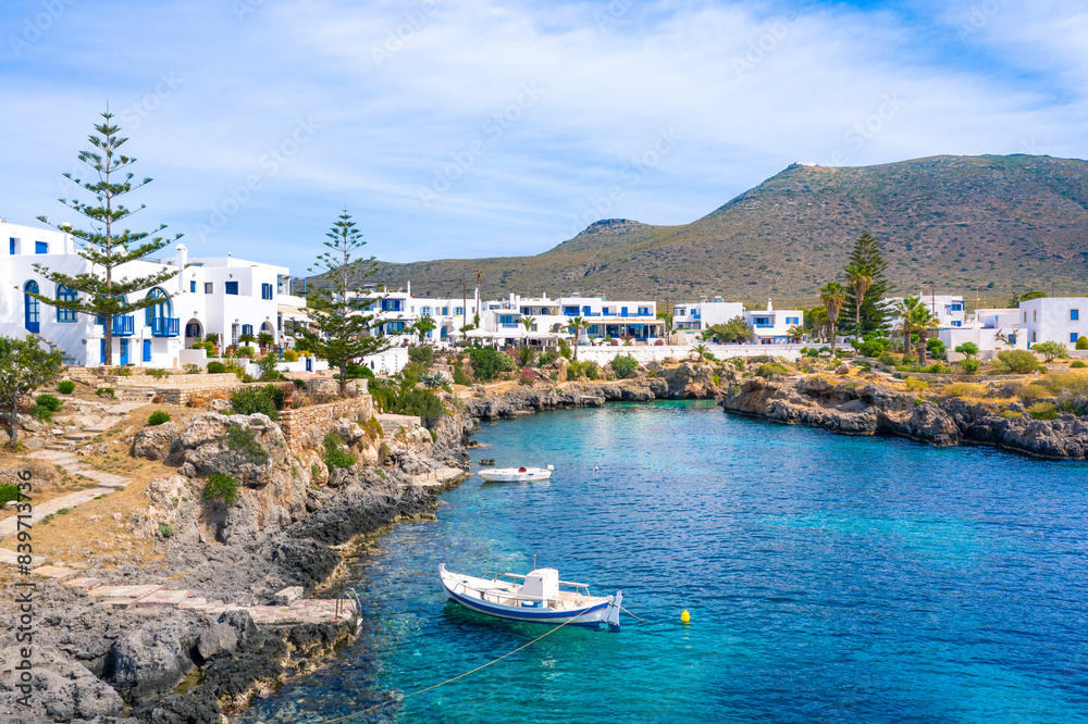 Famous seaside village of Avlemonas with beautiful natural scenic fjord in island of Kythera, South Aegean sea, Greece
