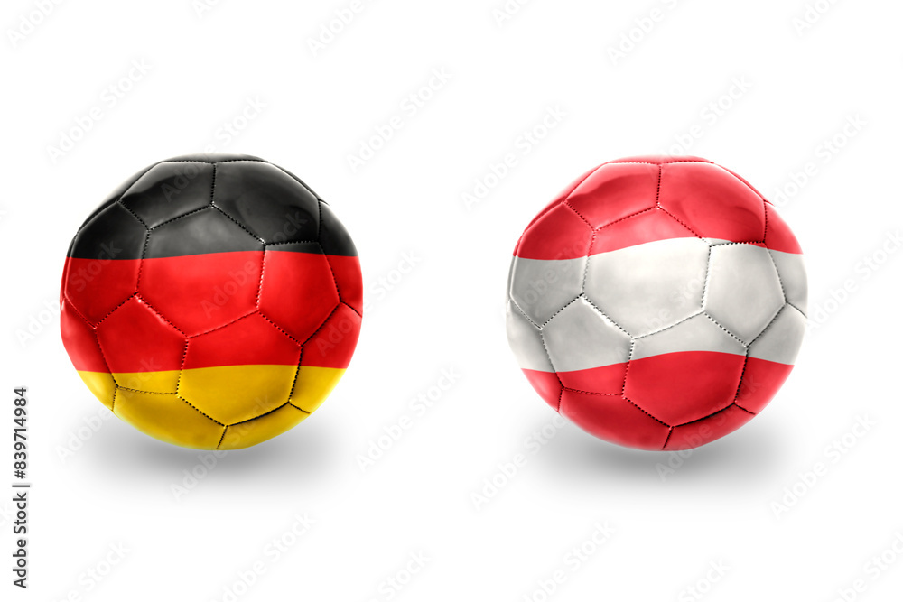 football balls with national flags of germany and austria ,soccer teams. on the white background. football balls with national flags of germany and austria ,soccer teams. on the white background.