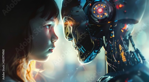 A girl and a robot are facing each other © top images