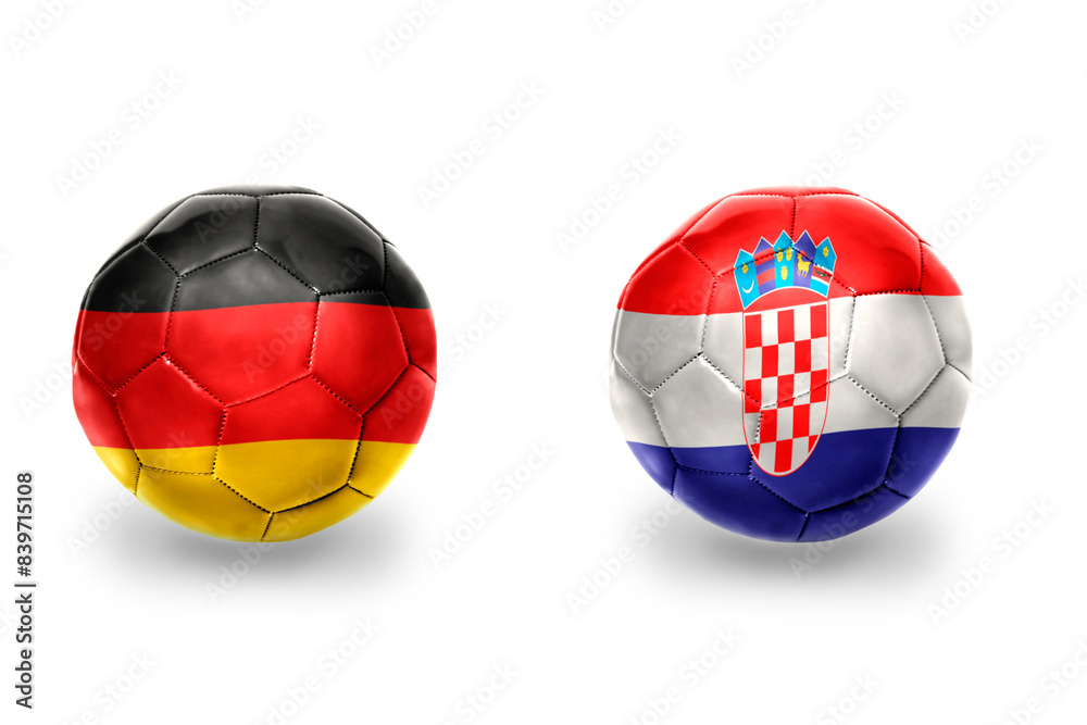 football balls with national flags of germany and croatia ,soccer teams. on the white background. football balls with national flags of germany and croatia ,soccer teams. on the white background.