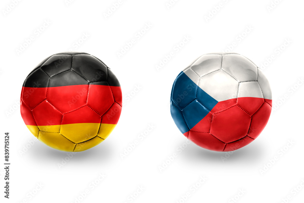 Fototapeta premium football balls with national flags of germany and czech republic ,soccer teams. on the white background.