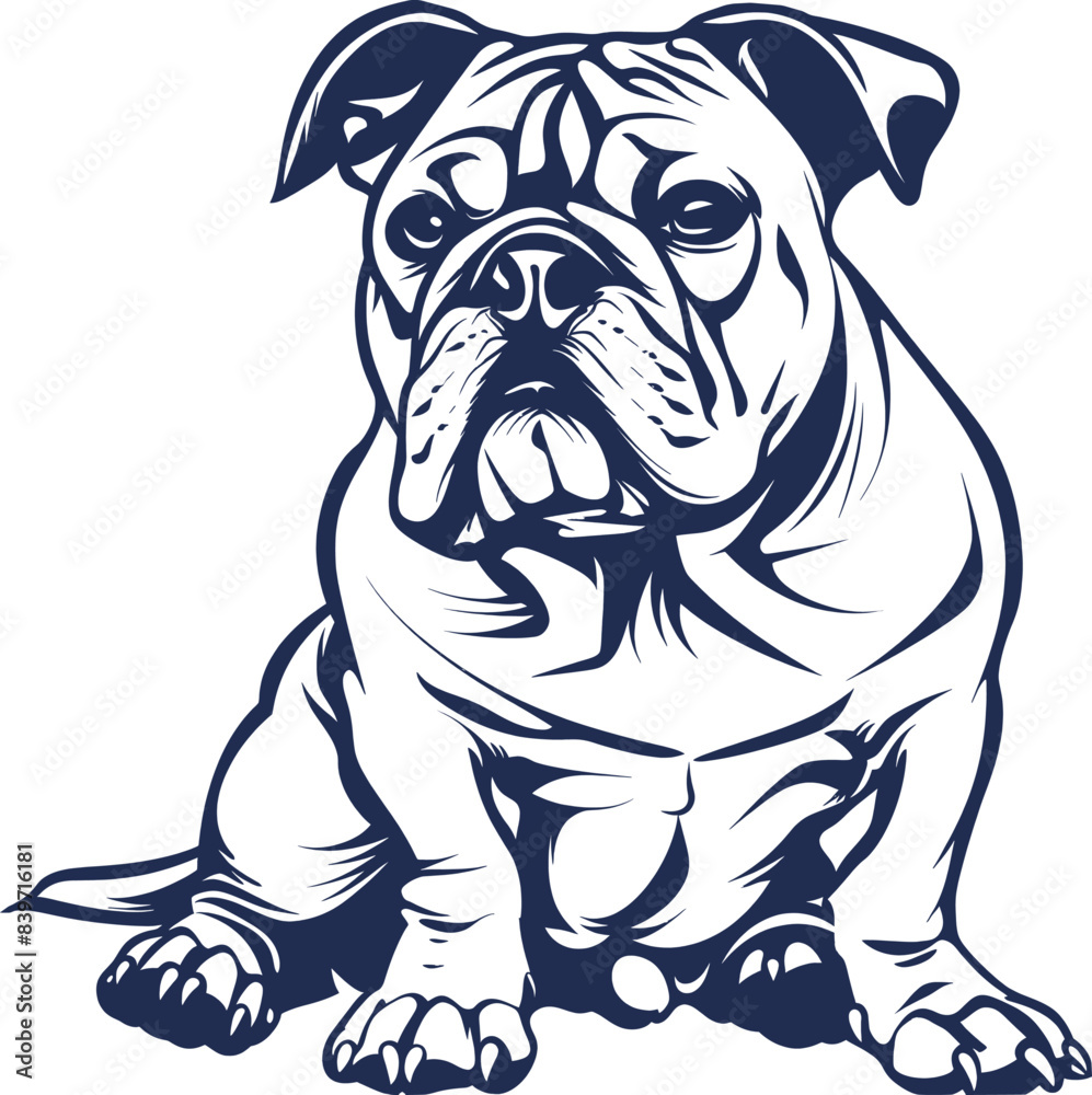 Bulldog silhouette, line art, solid color Bulldog silhouette, line art, solid color