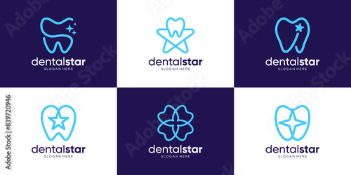 Set of dental star logo design template.