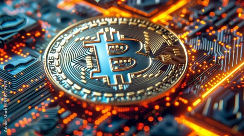 Wallpaper Mural Cryptocurrency coin Bitcoin BTC, finance and business concept. Economic background with copy space Torontodigital.ca