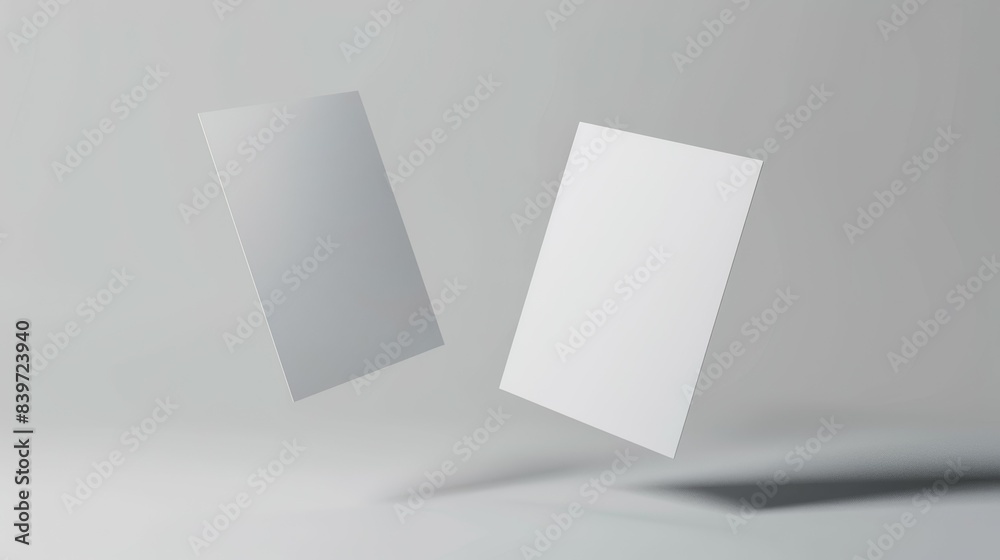 Two white squares are floating in the air Two white squares are floating in the air