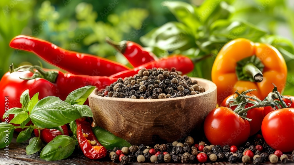Salt and pepper seasoning on wooden table with blurred background and space for text Salt and pepper seasoning on wooden table with blurred background and space for text