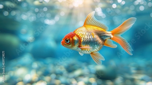 Goldfish swim in clear water at aquarium © pector