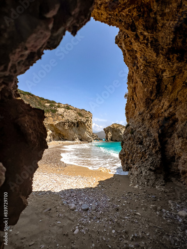 The beach of Kaladi during summer  Kythera island   Greece