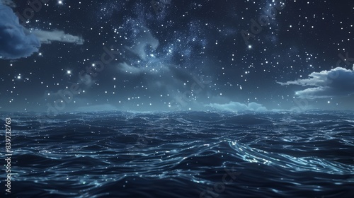 A night sky full of stars over a calm ocean with waves gently lapping ultradetailed and calming, generated with AI