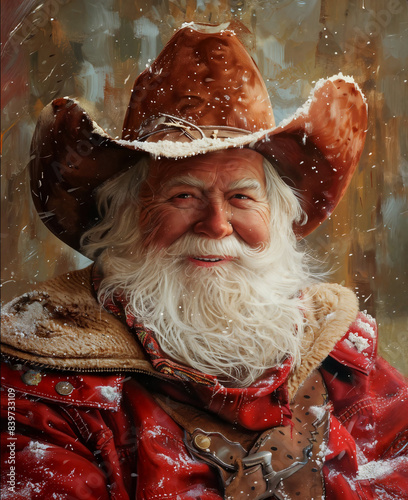 Portrait of a happy cowboy Santa Claus