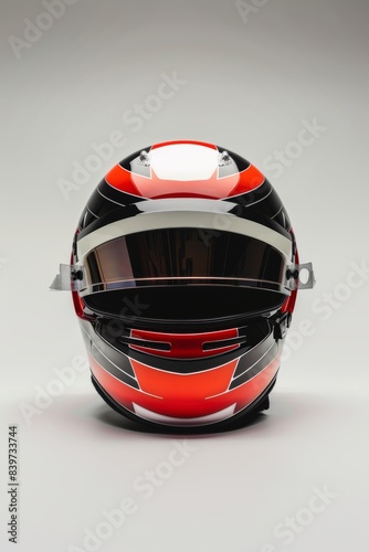 Casco de piloto de formula uno aislado, casco de carreras de fibra de carbono  photo