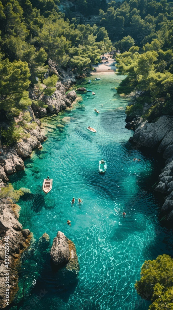 Obraz premium Cinematic aereal drone shot summer scene, generated with AI