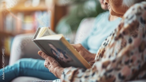 A caregiver reading and engaging in conversation with a patient to help stimulate their memory