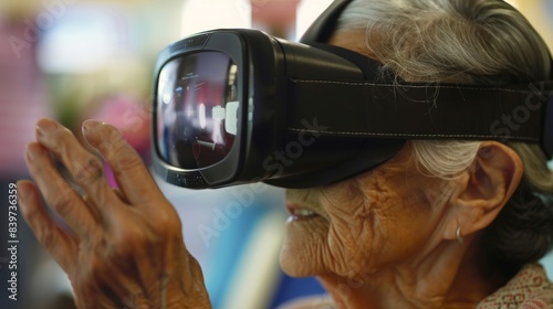 A patient with Parkinsons disease using VR technology to improve their dexterity and handeye coordination photo