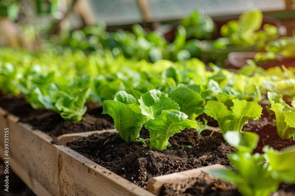 Organic lettuce seedlings greenhouse grown strawberries and tomatoes Organic lettuce seedlings greenhouse grown strawberries and tomatoes
