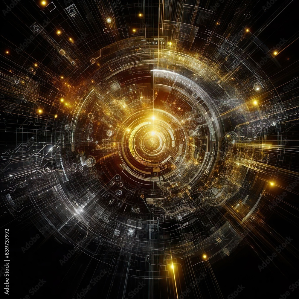 Abstract black Background With yellow digital button Abstract black Background With yellow digital button