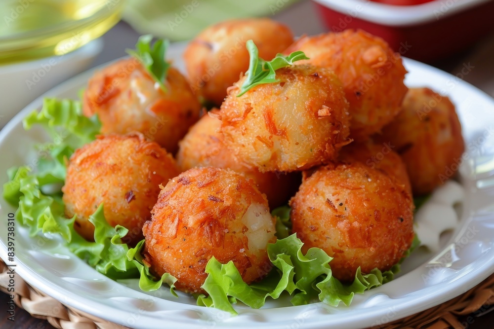 Potato and tuna balls with cheese Potato and tuna balls with cheese