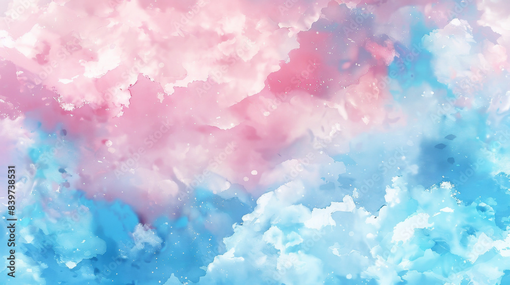 Fototapeta premium Abstract background with pastel colors, pink and blue sky with clouds, vector illustration, banner design for poster or greeting card, landscape