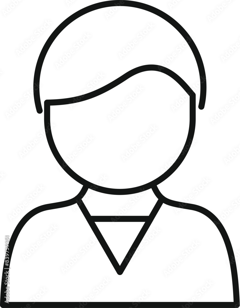 Simple line drawing depicting a young professional, possibly presenting or sharing an idea Simple line drawing depicting a young professional, possibly presenting or sharing an idea